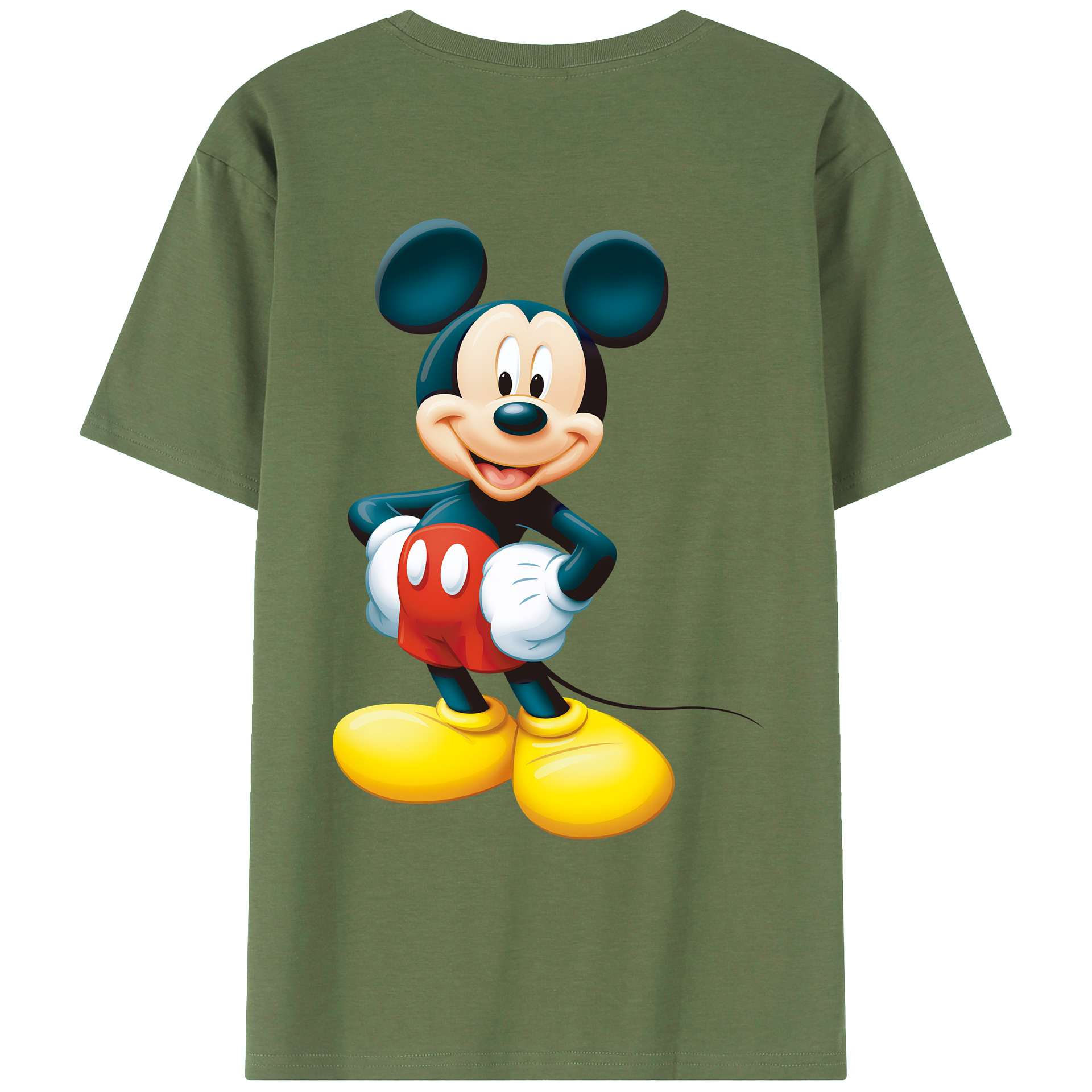 （画像用） ミッキーマウス Mickey Mouse 綿100％ メンズ半袖Tシャツ（バックプリント） 通気性